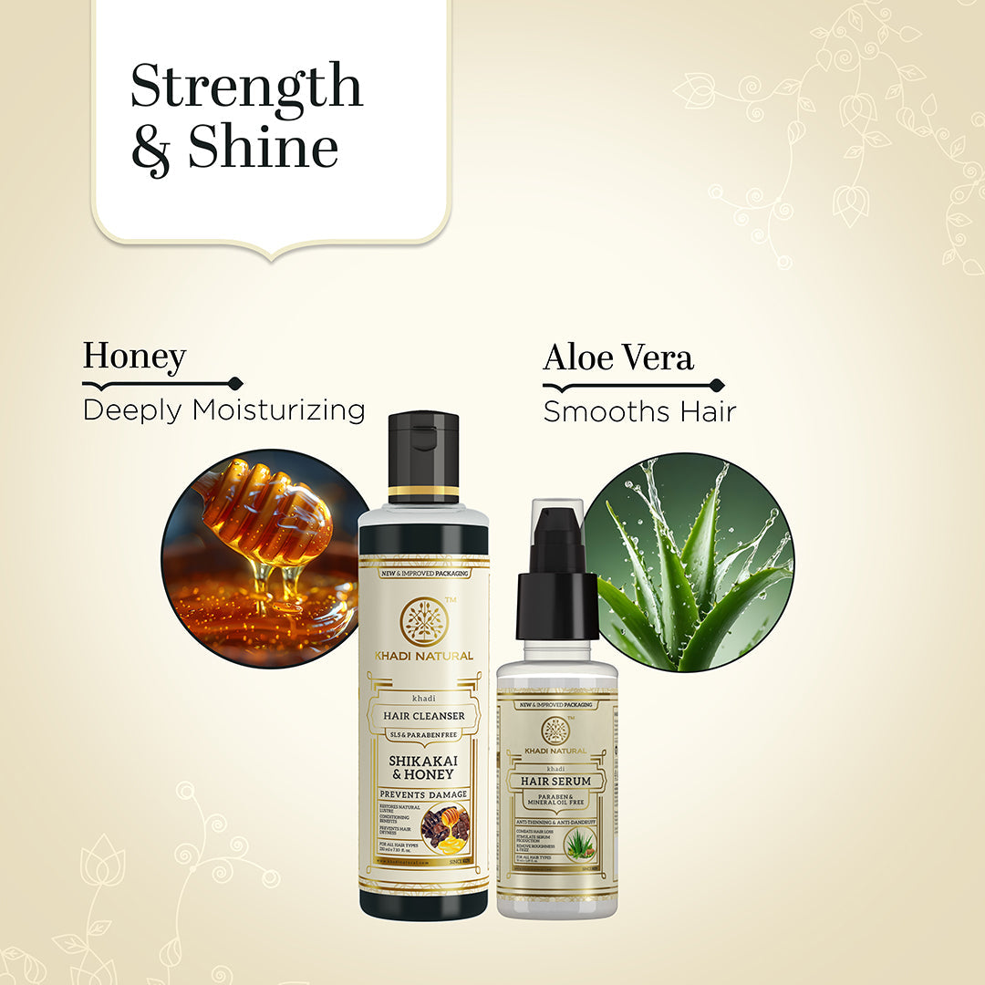 Shikakai Hair Cleanser with Hair Serum Combo (Set of 2) 250g