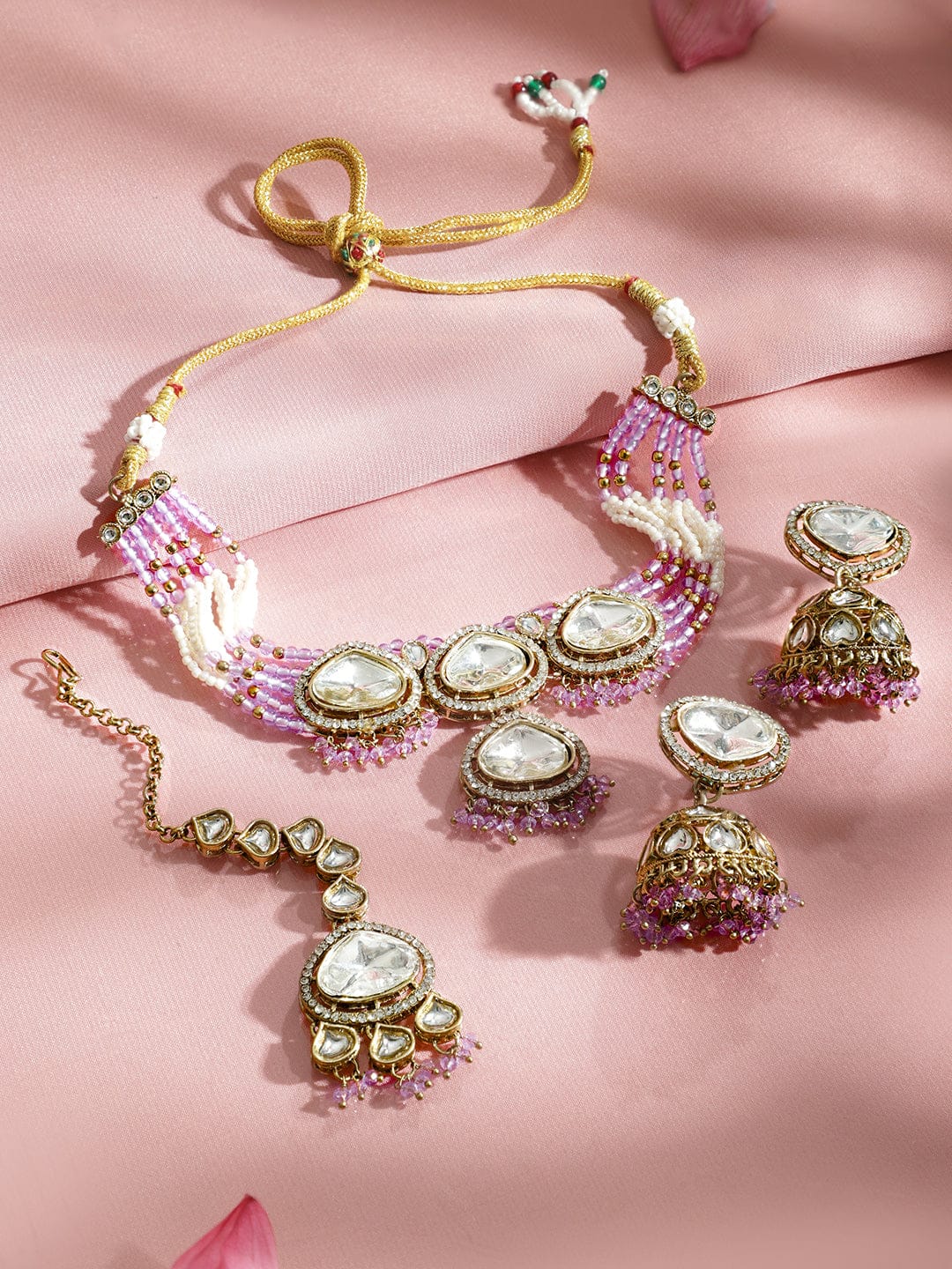 Lavender Echo Kundan Choker Set フリーサイズ