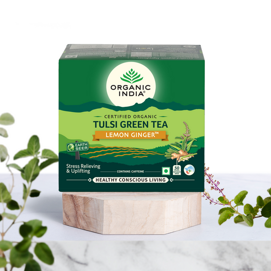 【Organic India】 Tulsi Green Tea Lemon Ginger｜トゥルシー グリーンティー レモンジンジャー｜25 Teabags