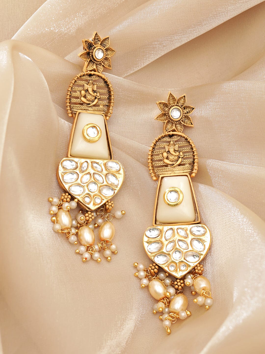 Sacred Glow Lord Ganesh Statement Earrings Gold