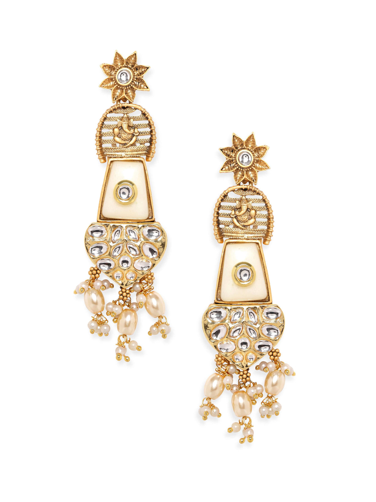 Sacred Glow Lord Ganesh Statement Earrings Gold