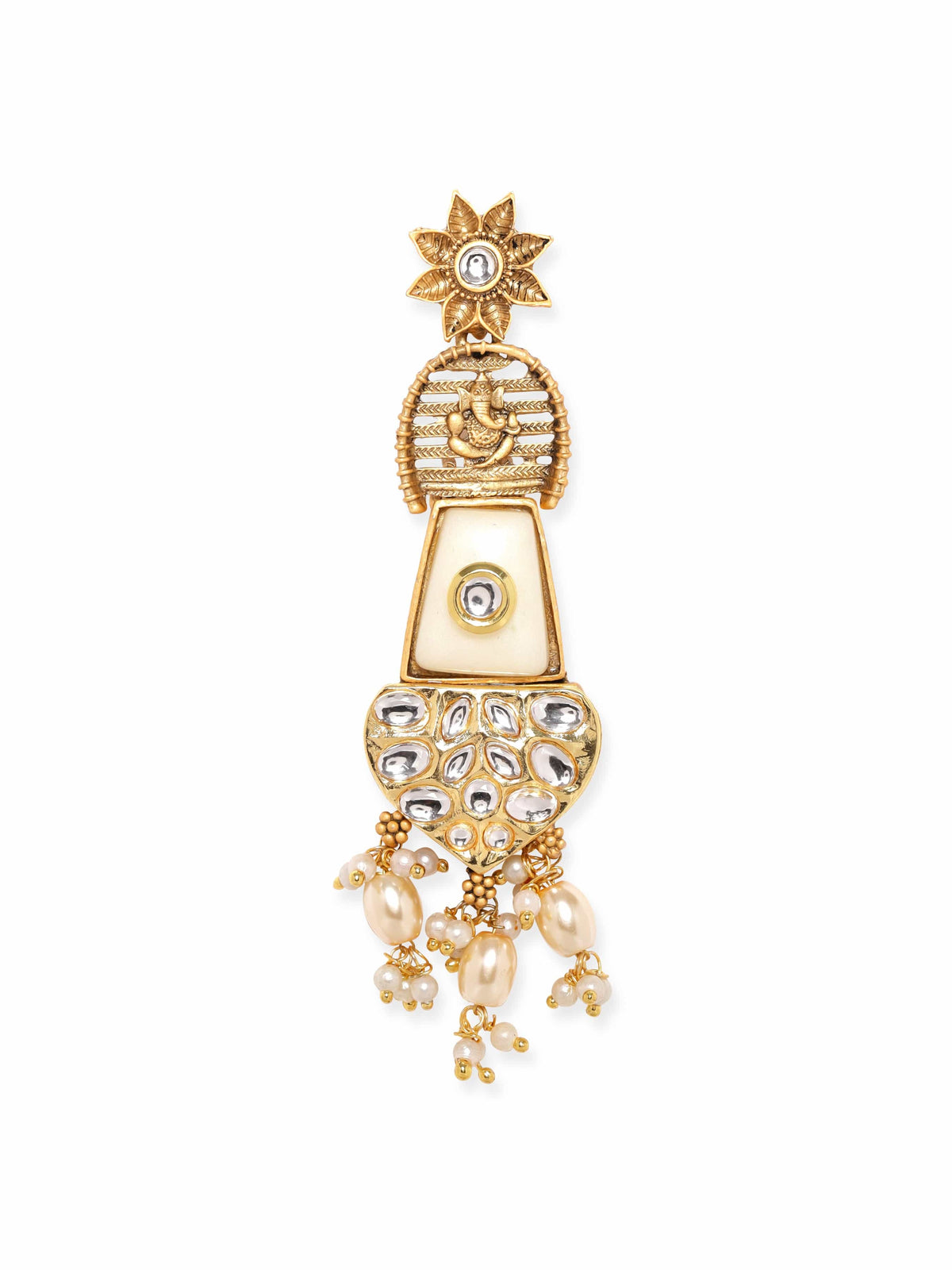 Sacred Glow Lord Ganesh Statement Earrings Gold