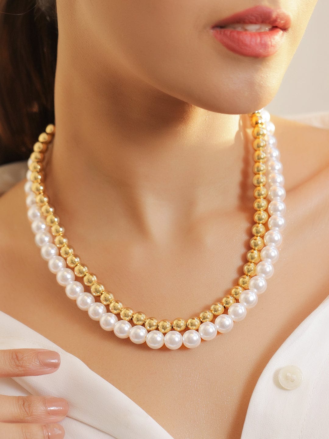 Luxe Pearl Beads Necklace フリーサイズ