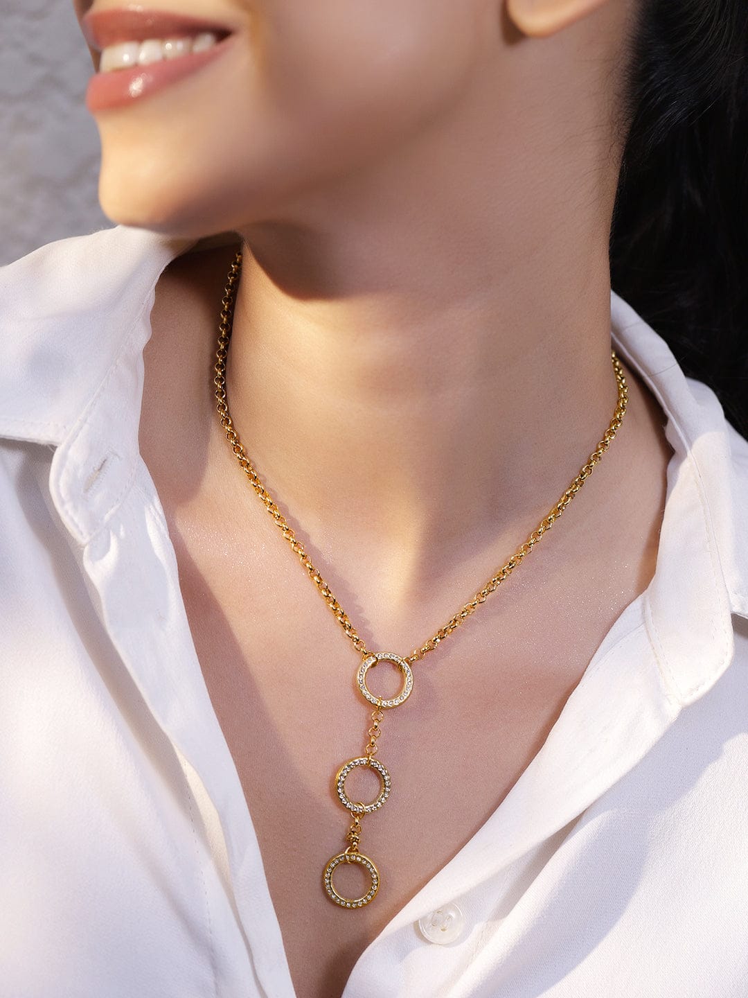 Majestic Circles Chic Gold Plated Necklace フリーサイズ