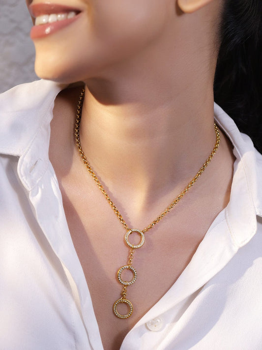 Majestic Circles Chic Gold Plated Necklace フリーサイズ