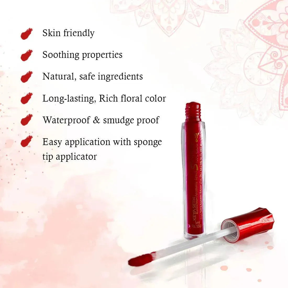 Aromatic 100% Natural Liquid Sindoor (Maroon) - Long lasting & Waterproof with Floral Pigment 5ml