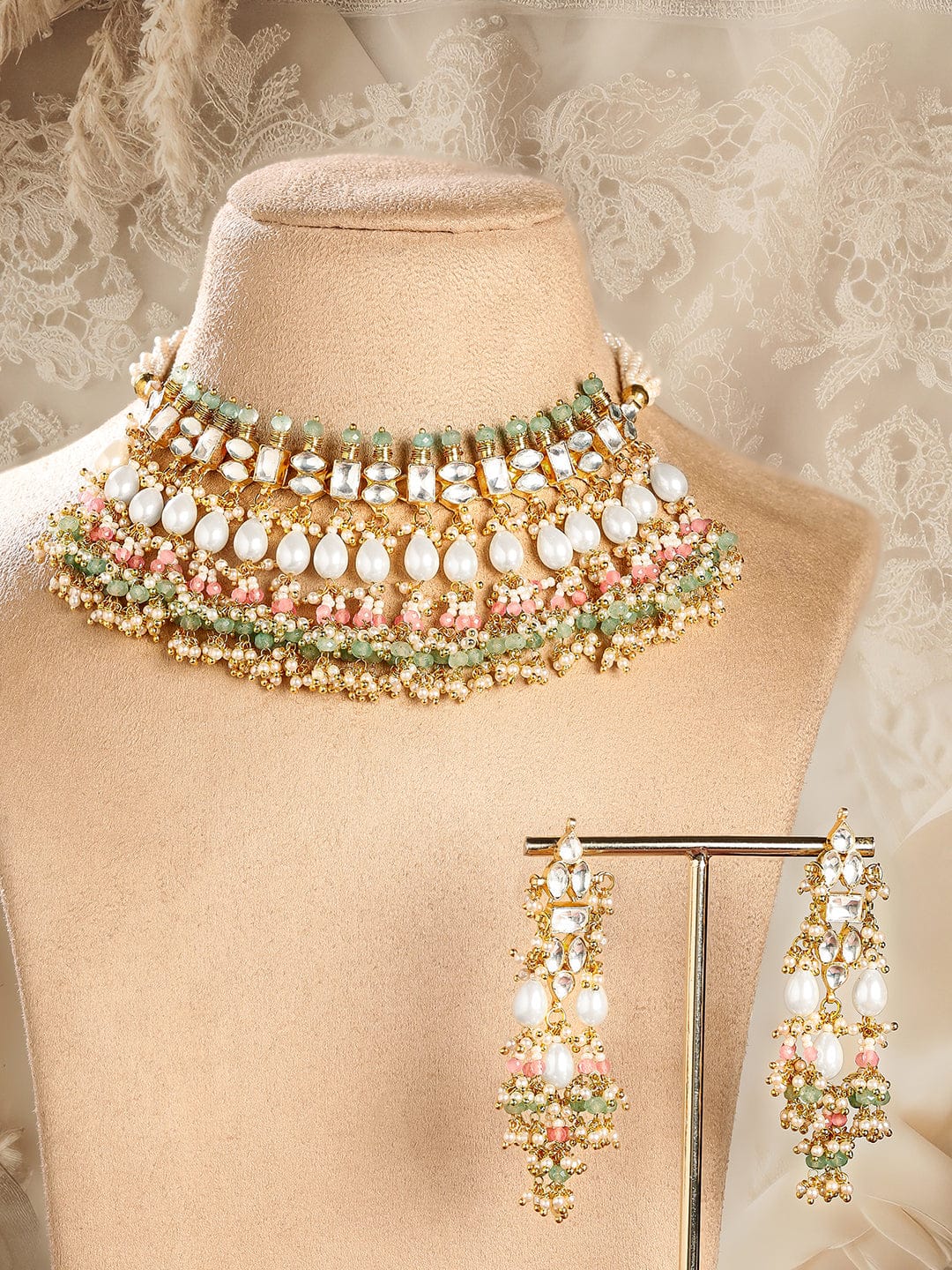 Masterpiece in Gold & Kundan Necklace Set フリーサイズ