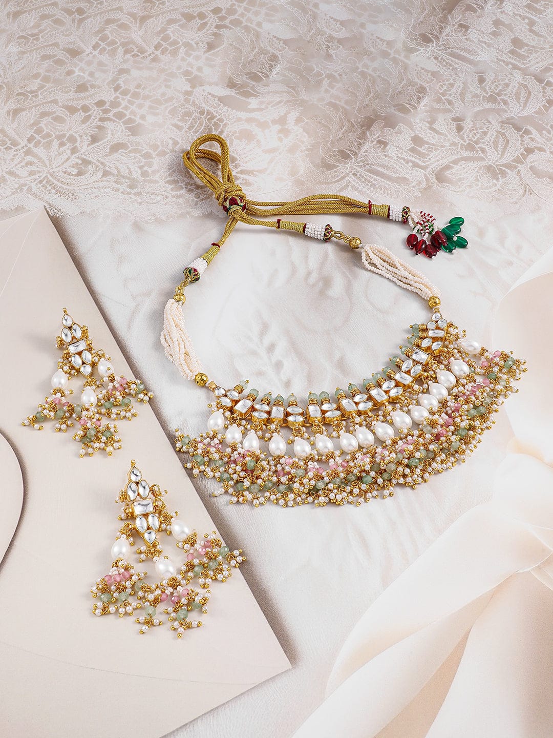 Masterpiece in Gold & Kundan Necklace Set フリーサイズ