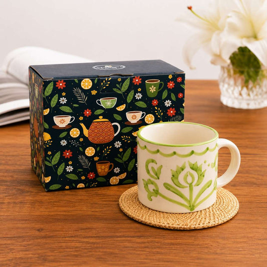 【Octavius】 Meadow Bloom Hand-Painted Ceramic Mug – 425 ml｜Meadow Bloom Hand-Painted セラミック マグ｜425ml