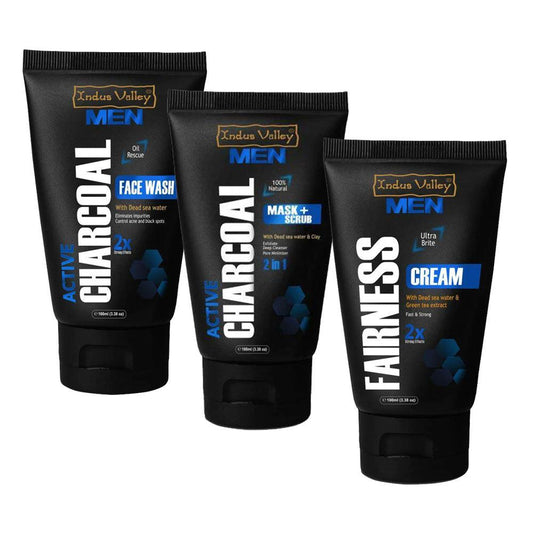 Combo: Men Charcoal Face Wash, Ultra Fairness Cream & Active Charcoal Mask & Scrub (300ml) 300ml