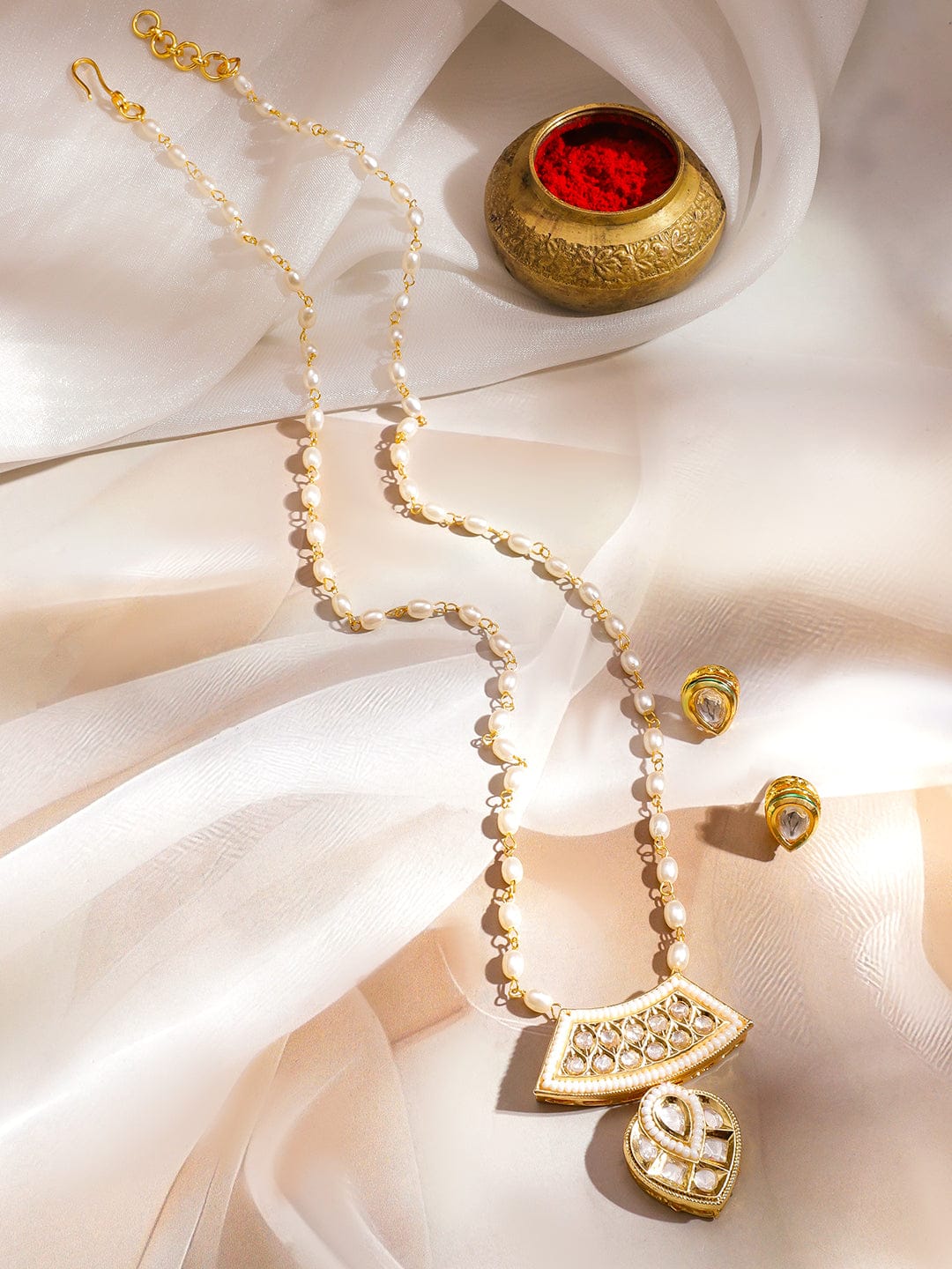 Minimal Luxe Kundan Pendant Set フリーサイズ