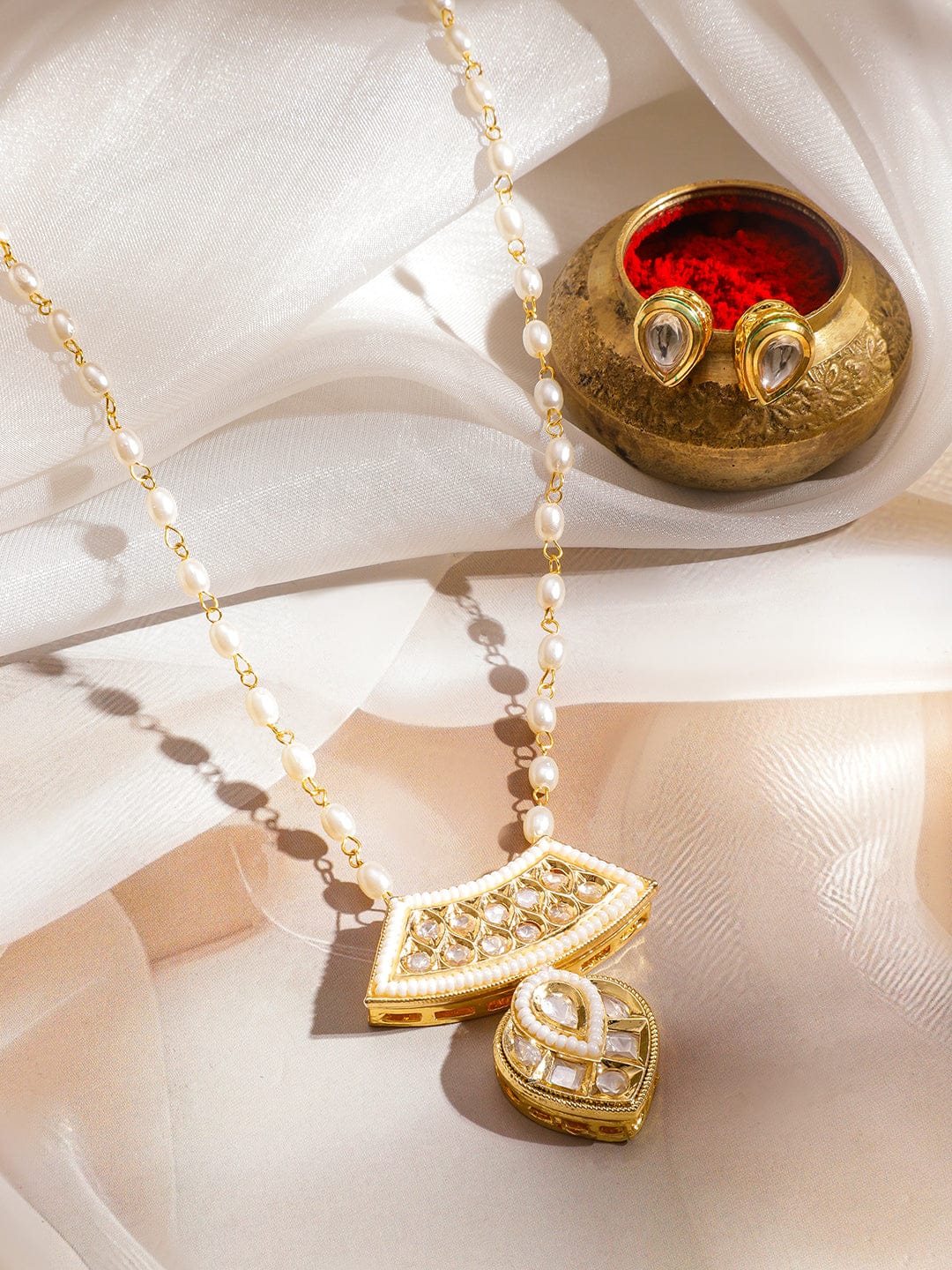 Minimal Luxe Kundan Pendant Set フリーサイズ