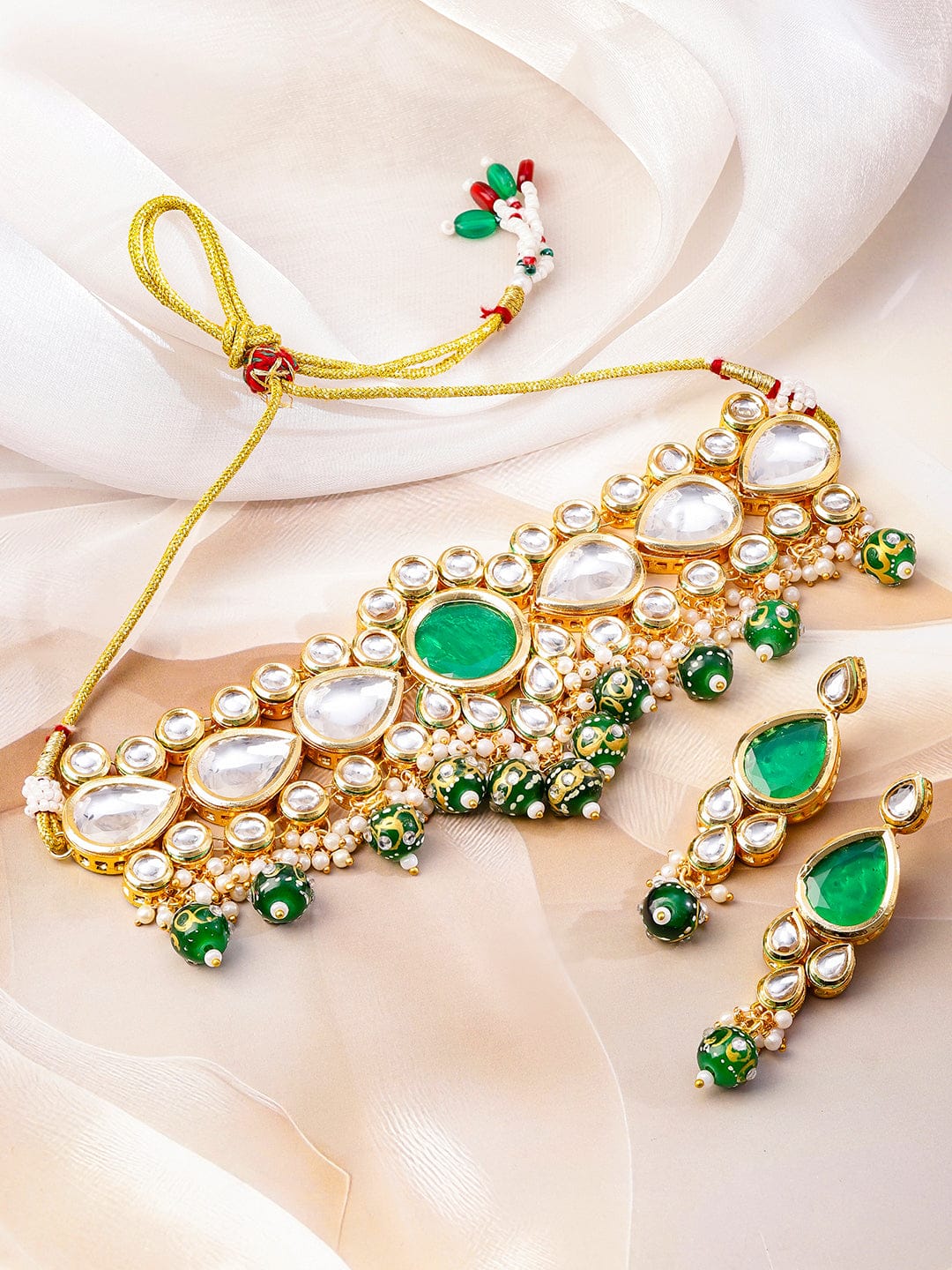 Modern Royal Green Necklace Set フリーサイズ
