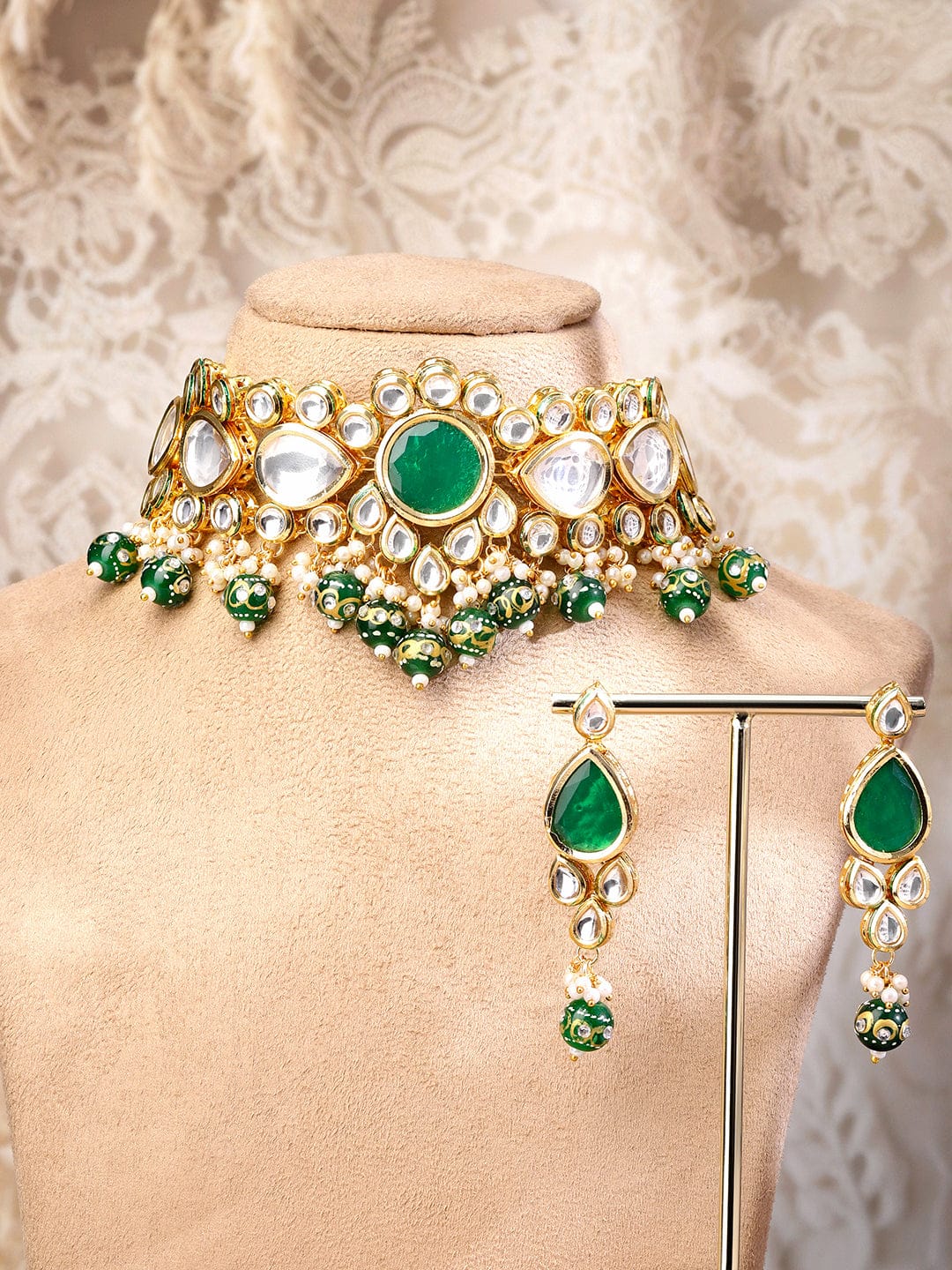 Modern Royal Green Necklace Set フリーサイズ