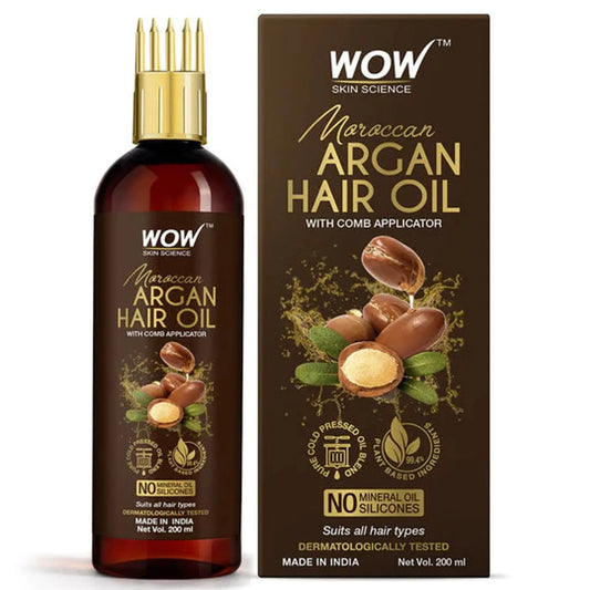 【WOW Skin Science】 Moroccan Argan Hair Oil Nourishing & Texture Transforming 200ml + Comb Applicator