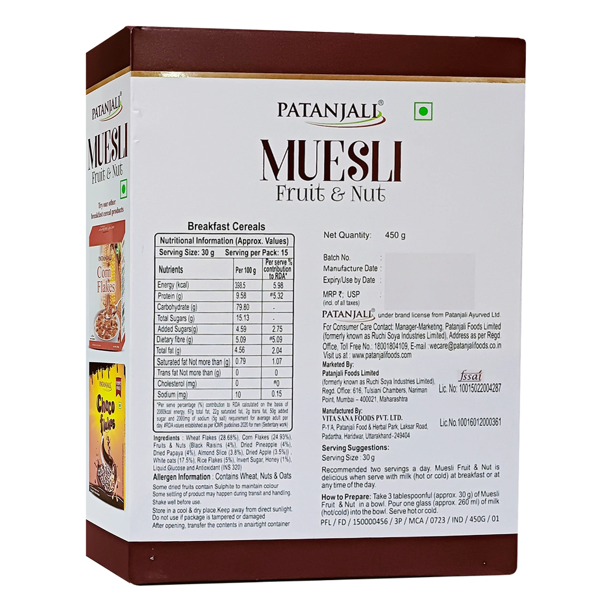 Patanjali Muesli Fruit & Nut 450g
