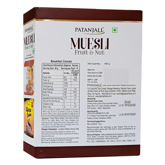 Patanjali Muesli Fruit & Nut 450g