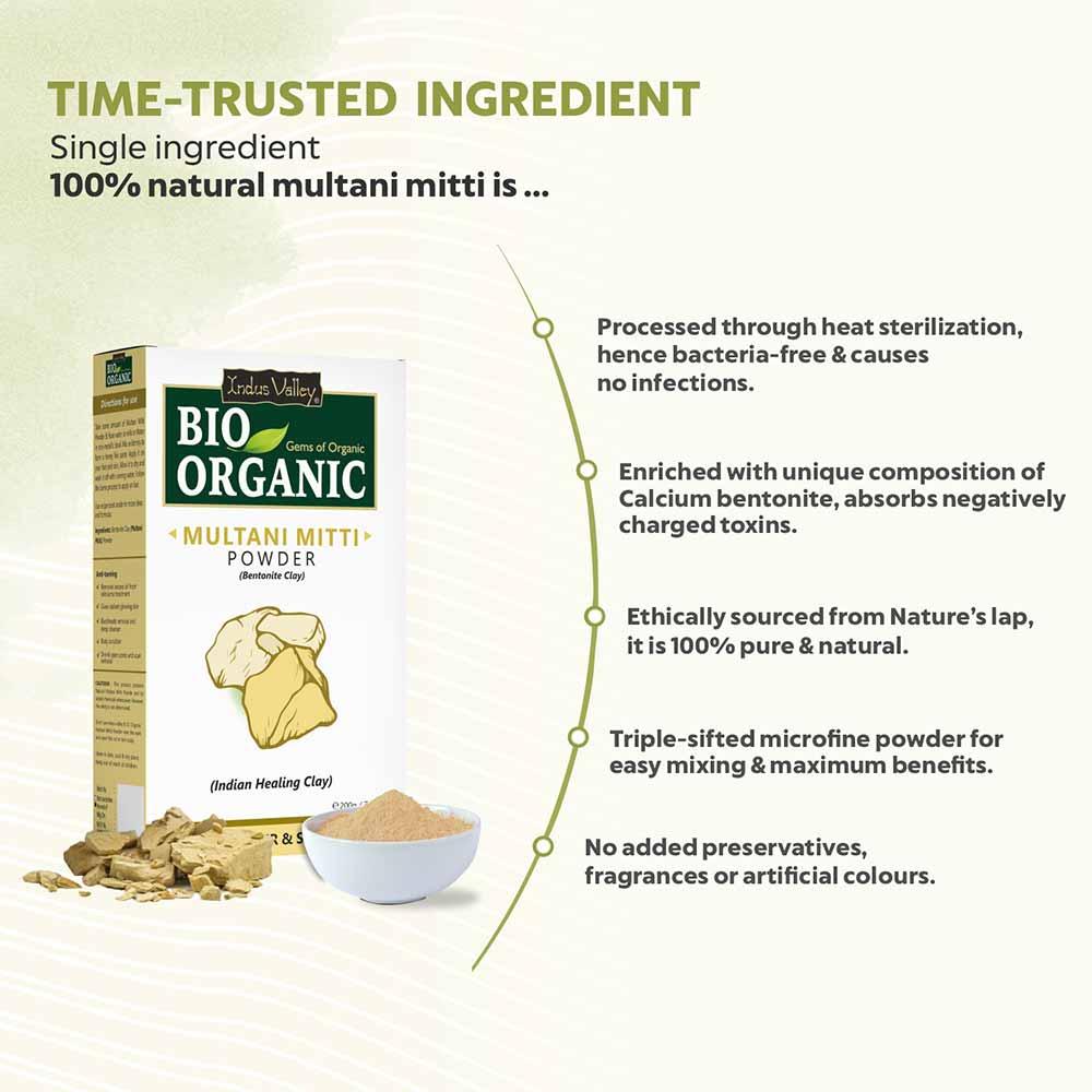 Bio Organic Multani Mitti Powder for Hair and Face Pack - 200gm 200g