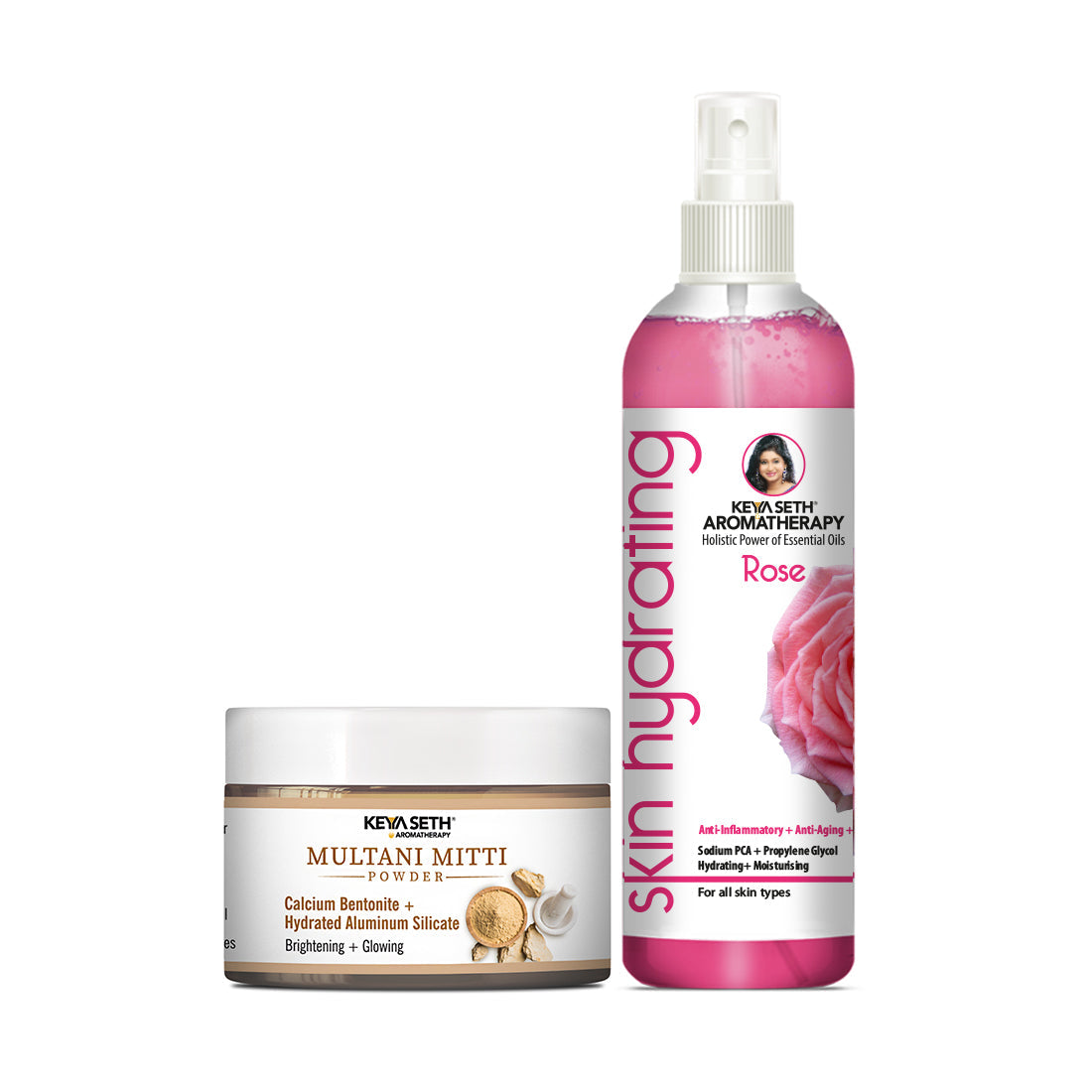 Multani Mitti Face Pack & Rose Toner Combo, Brightening, Hydrating, Anti-Ageing, Anti Acne For All Type Of Skin, Alcohol-Free 300ml