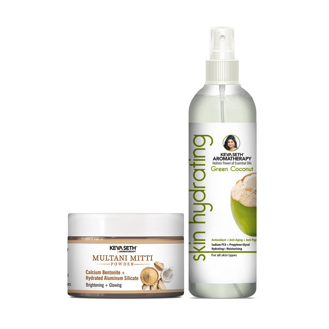 Multani Mitti Face Pack & Green Coconut Toner Combo | Brightening, Hydrating, Soothing, For Combination & Dry Skin, Antioxidants & Intense Moisture 300ml