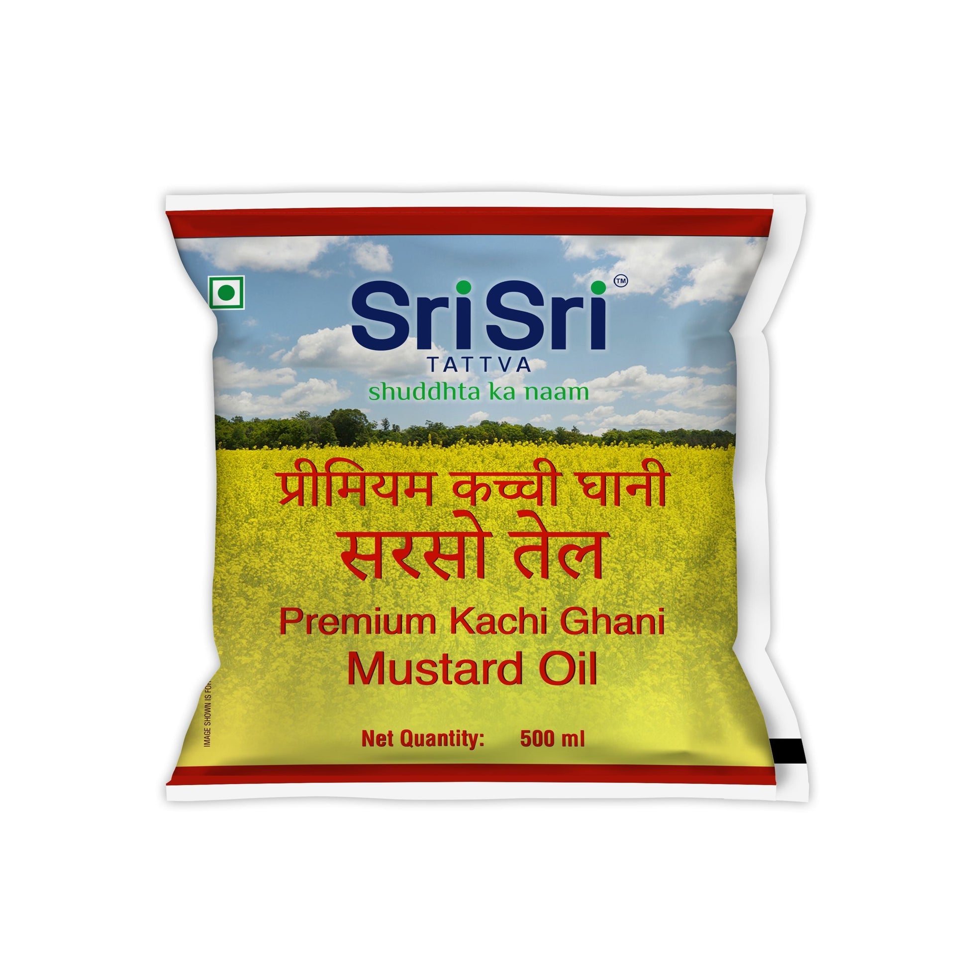 【Sri Sri Tattva】 Premium Kachi Ghani Mustard Oil Pouch｜ プレミアム カチガニ マスタードオイル パウチ｜ 500ml