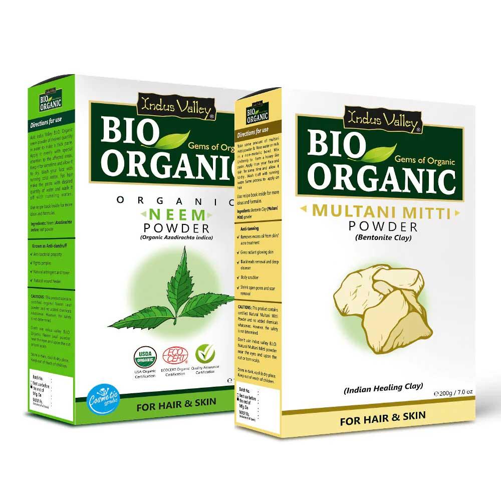 Bio-Organic Neem Leaf Powder & Multani Mitti Powder Combo Pack (300g) 300g