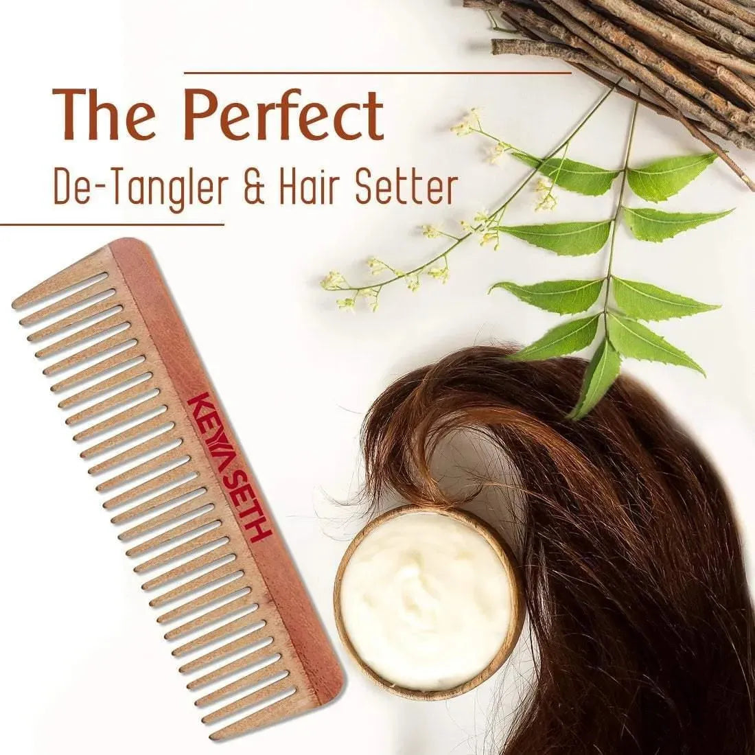 Neem Wooden Comb Wide Tooth for Hair Growth for Men & Women All Purpose Large Size Perfect Hair Setter. Set