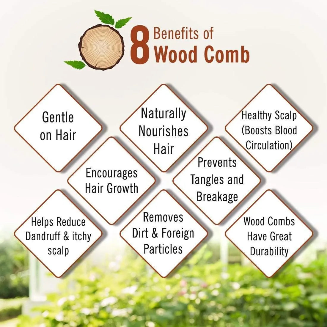 Neem Wooden Handle Comb Wide Tooth for Hair Growth for Men & Women 100g
