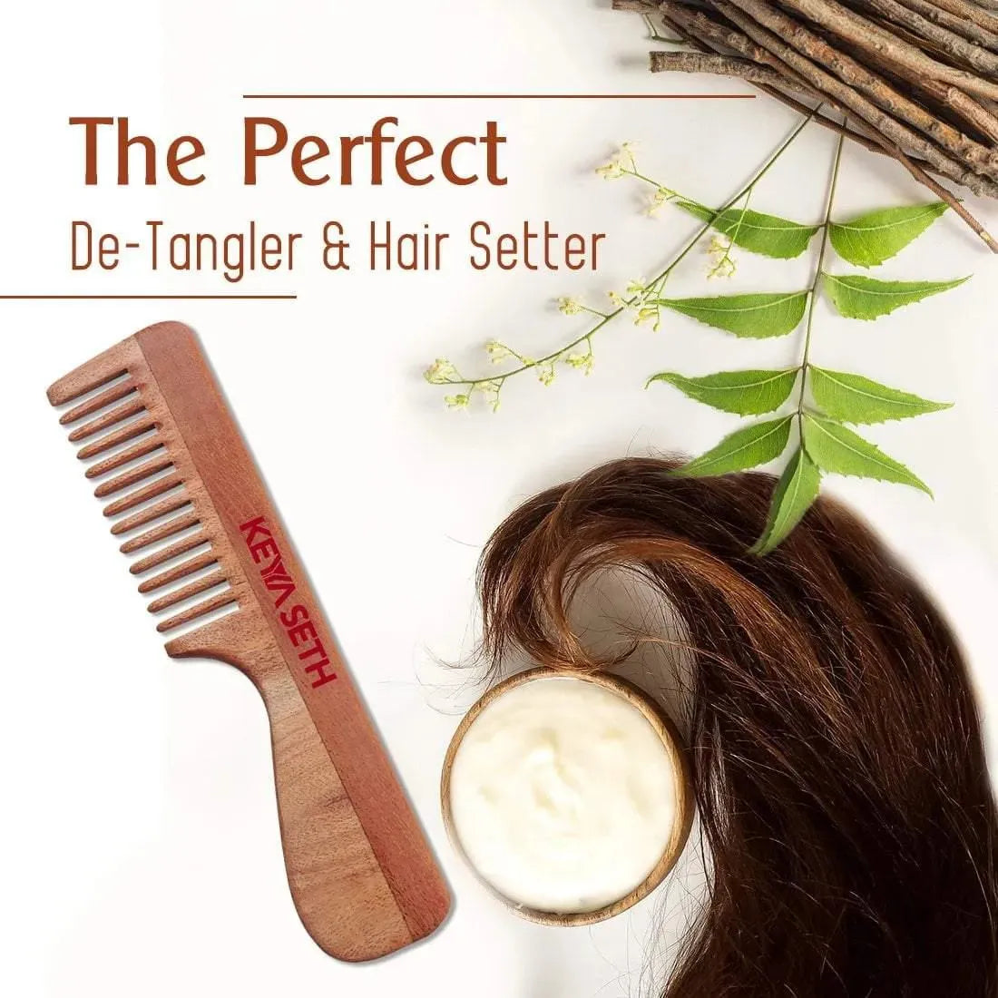 Neem Wooden Handle Comb Wide Tooth for Hair Growth for Men & Women 100g