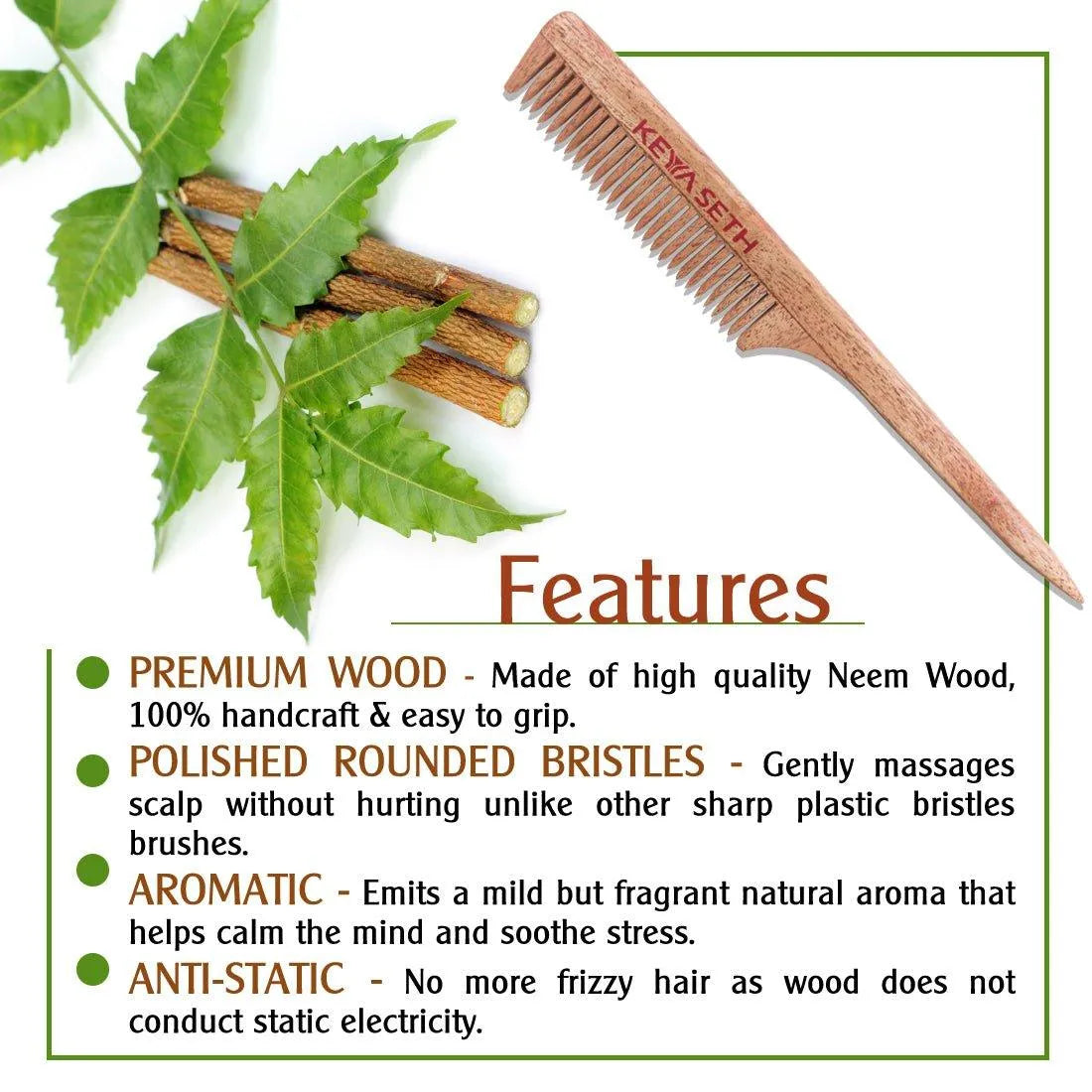 Neem wooden Tail Comb 50g