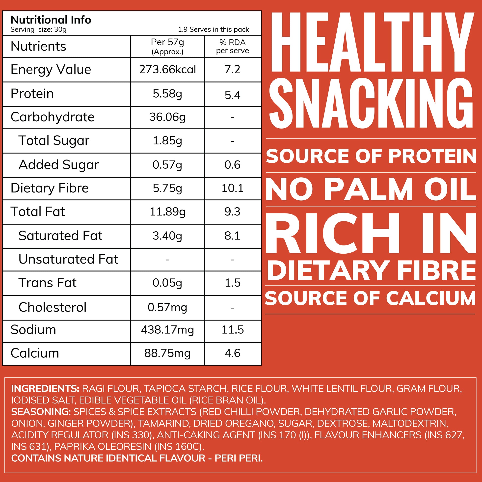 Peri Peri Ragi Chips 57g