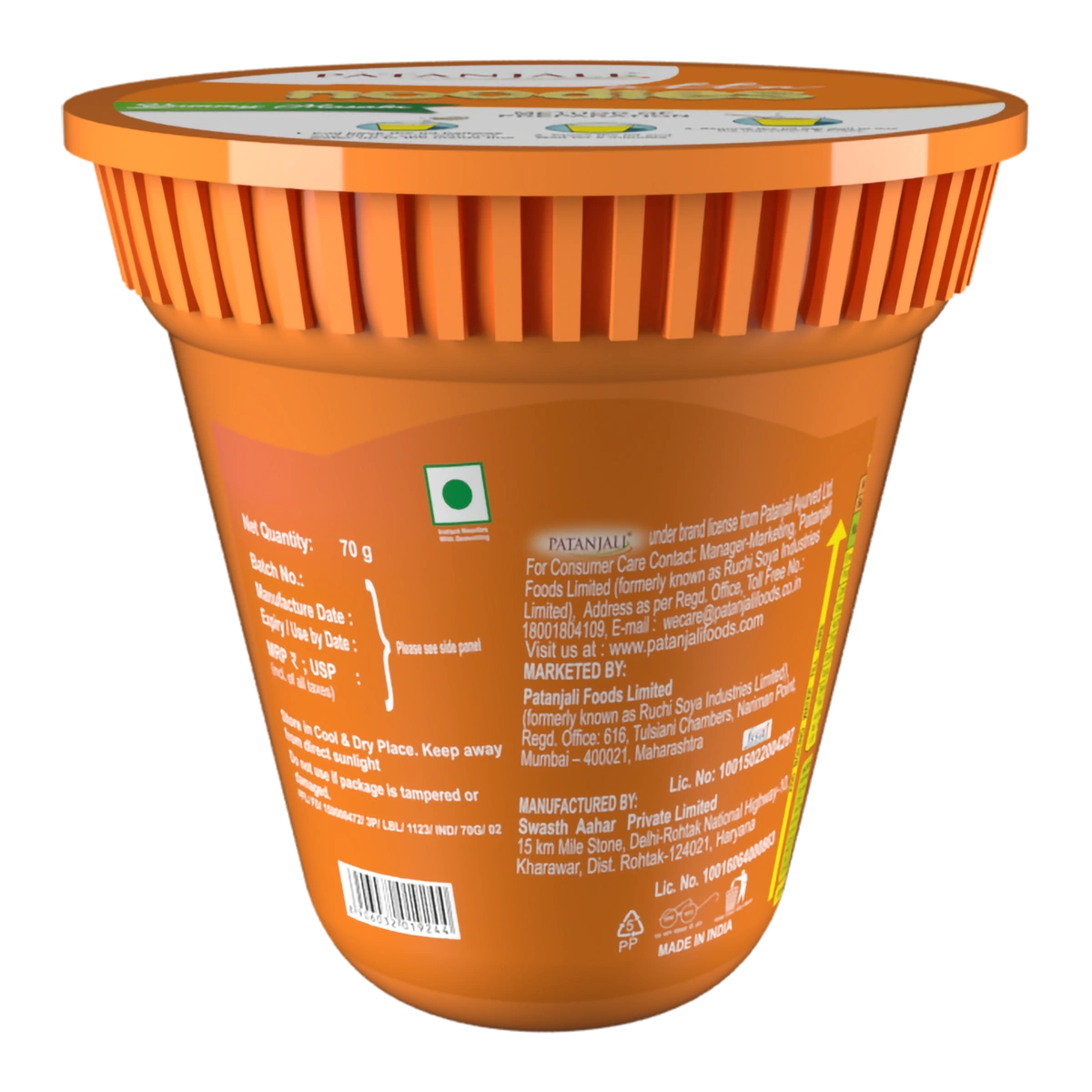 Patanjali Atta Cup Noodles Yummy Masala (70 g)