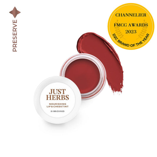 【Just Herbs】 Nourishing Lip and Cheek Tint 01 Brick Red