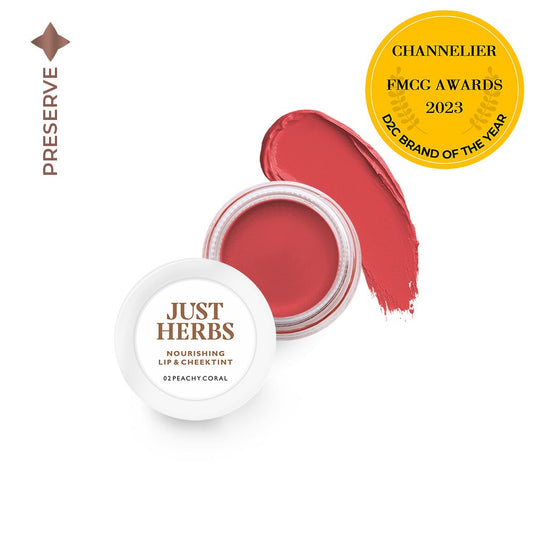 【Just Herbs】 Nourishing Lip and Cheek Tint 02 Peachy Coral