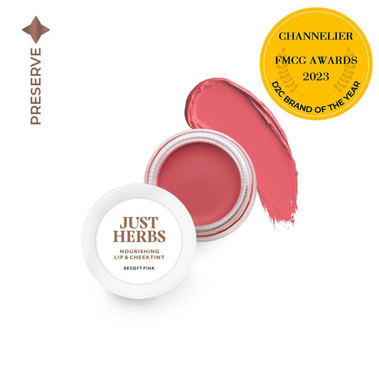 【Just Herbs】 Nourishing Lip and Cheek Tint 08 Soft Pink