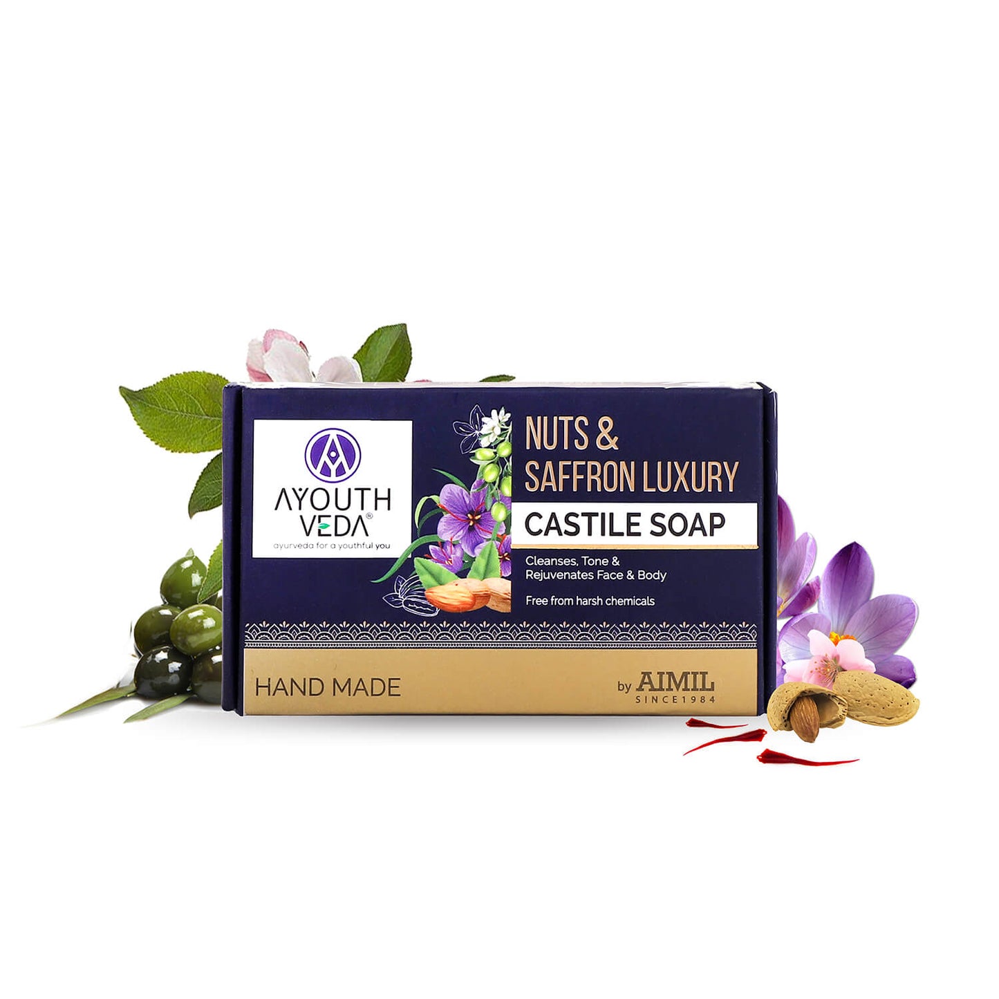 Nuts & Saffron Luxury Handmade Castile Soap 110g - Single Soap 110g