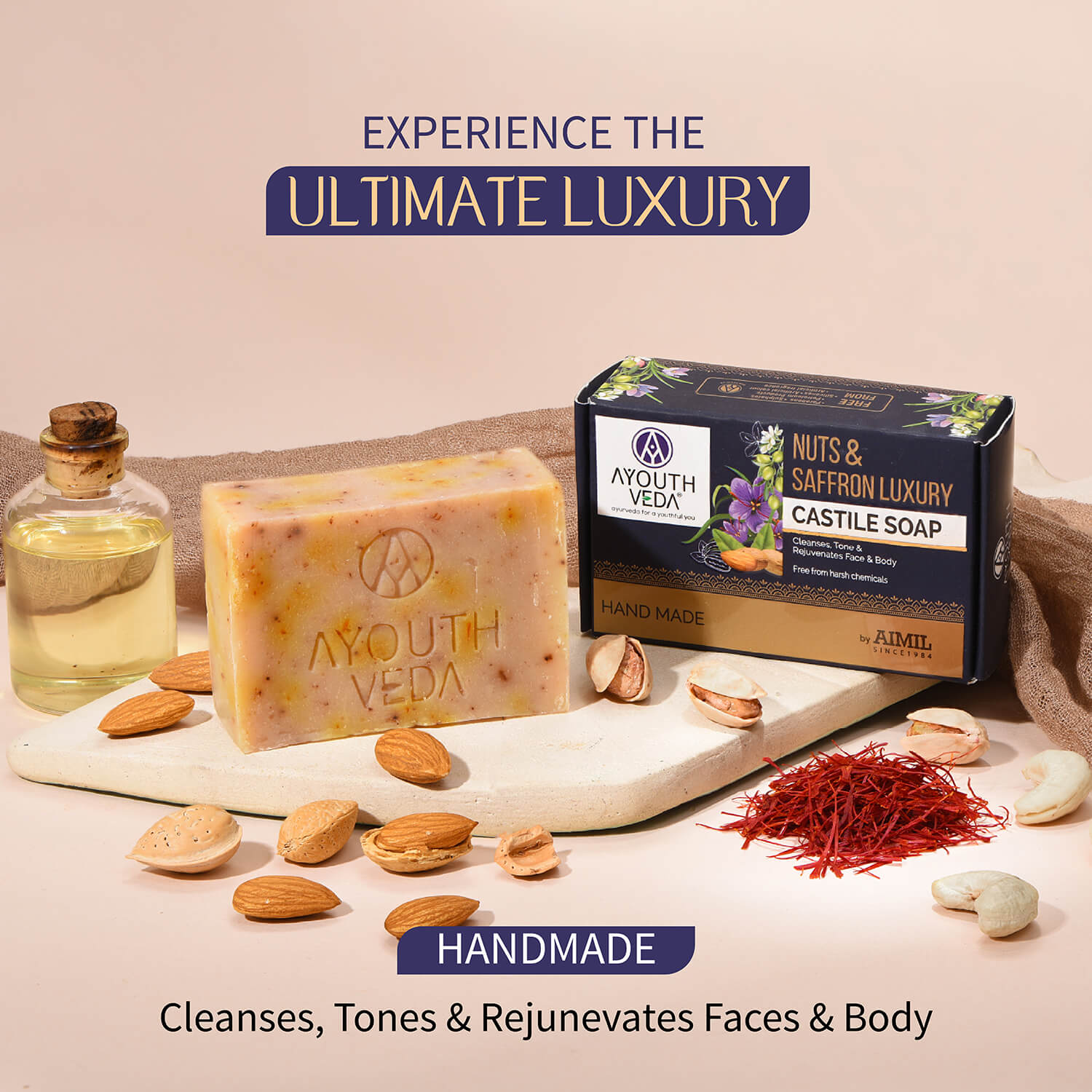 Nuts & Saffron Luxury Handmade Castile Soap 110g - Pack of 6 (Save 20%) 110g