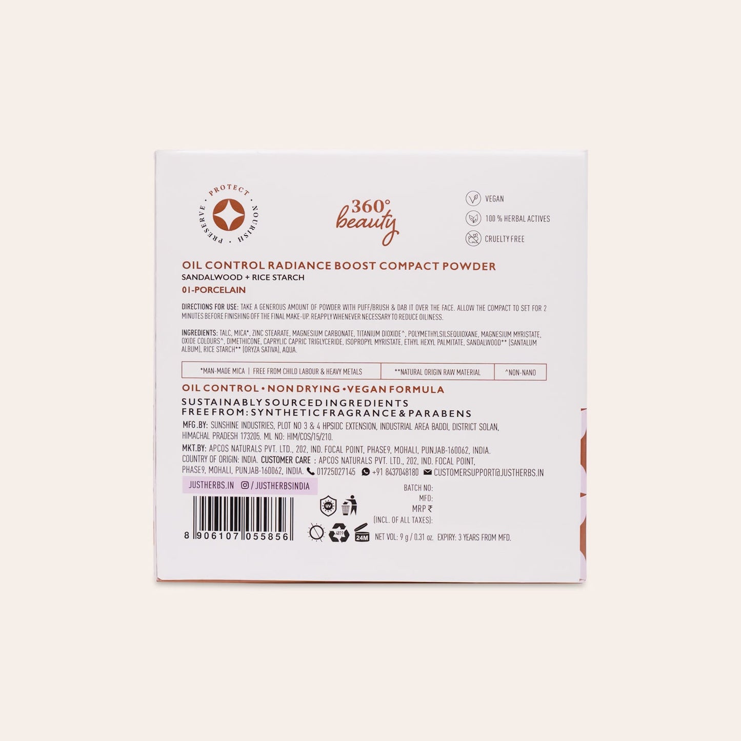 Oil Control Radiance Boost Compact Powder with Sandalwood & Rice Starch