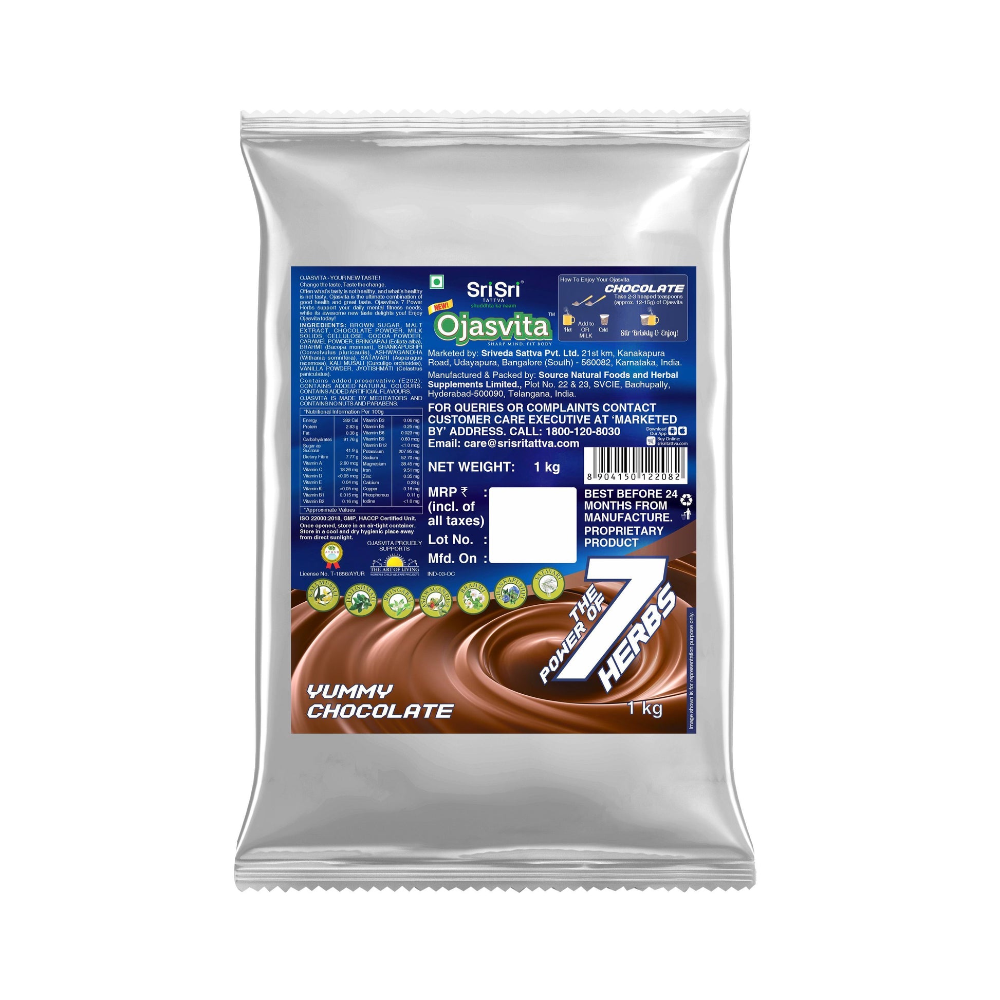 Chocolate Ojasvita - Sharp Mind & Fit Body, 1 kg (Refill Pack) 1kg