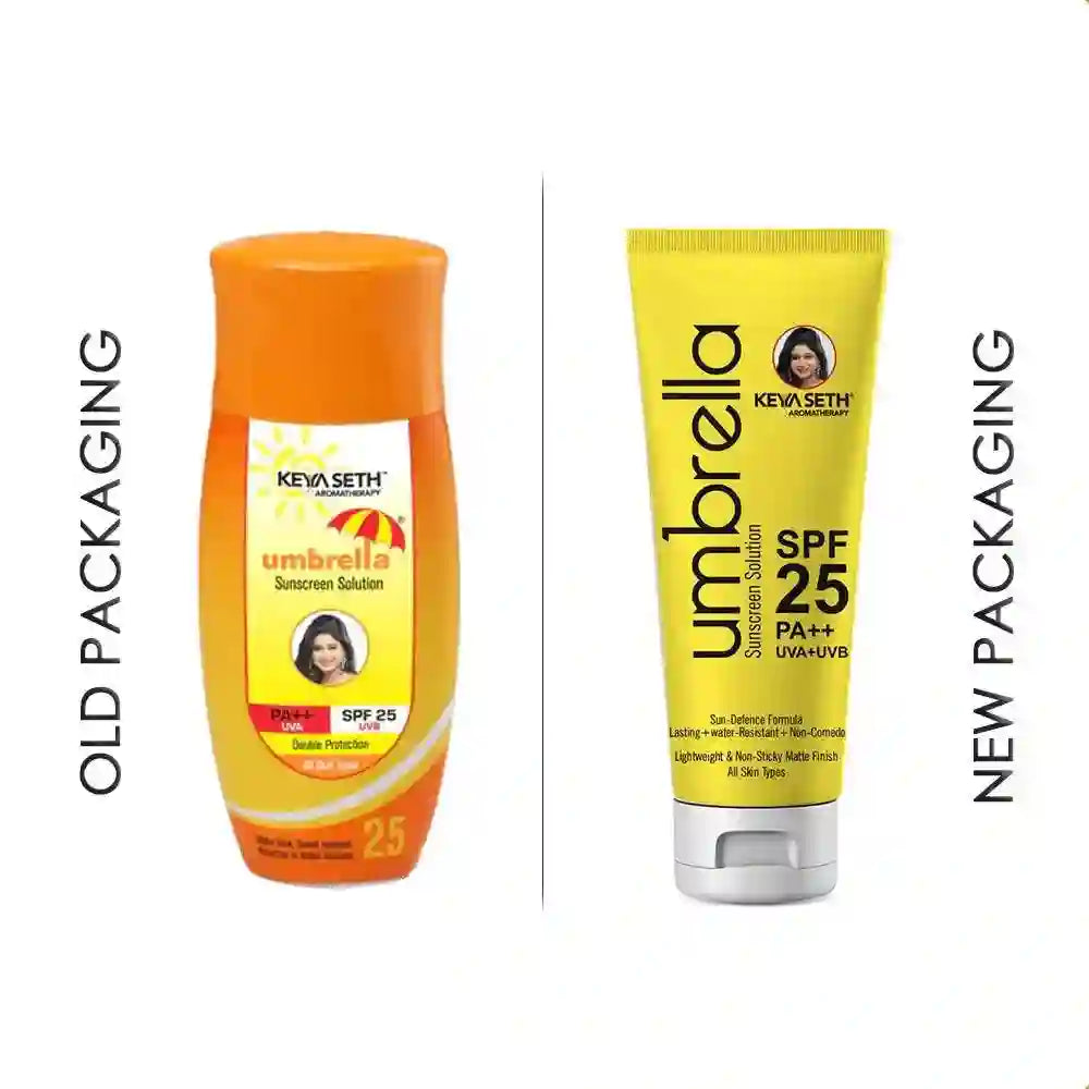 Umbrella Sunscreen Solution SPF 25 with PA+++ UV Protection, Sweat Resistant Formula Oil Control Enriched with Pure Essential Oil wheatgerm & Almond 100ml