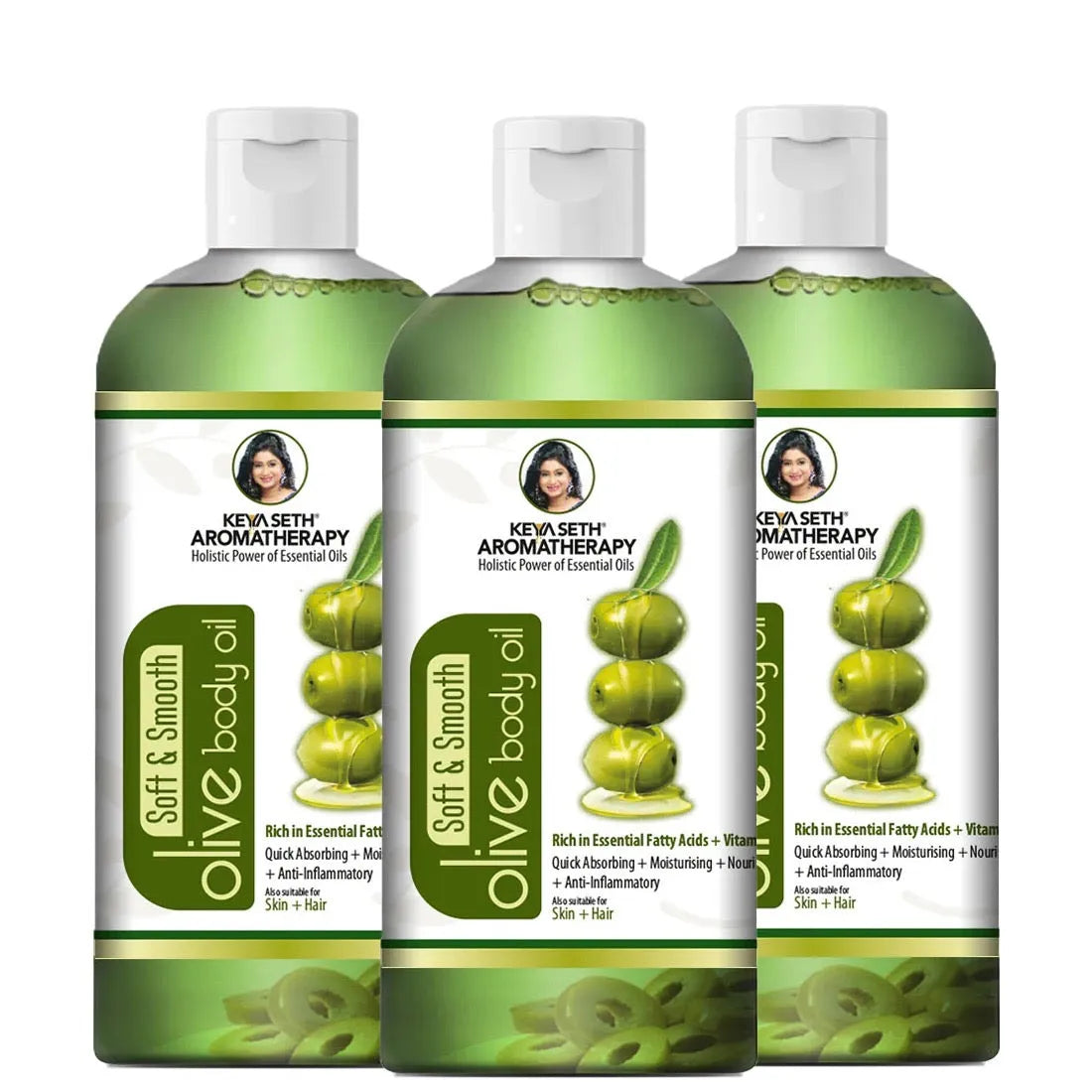 Olive Body Oil, Quick Absorbing Non-Sticky Nourishment I Hair & Skin, Daily Use After Bath Massage Oil I Pure Olive & Essential Oils Enriched 400ml