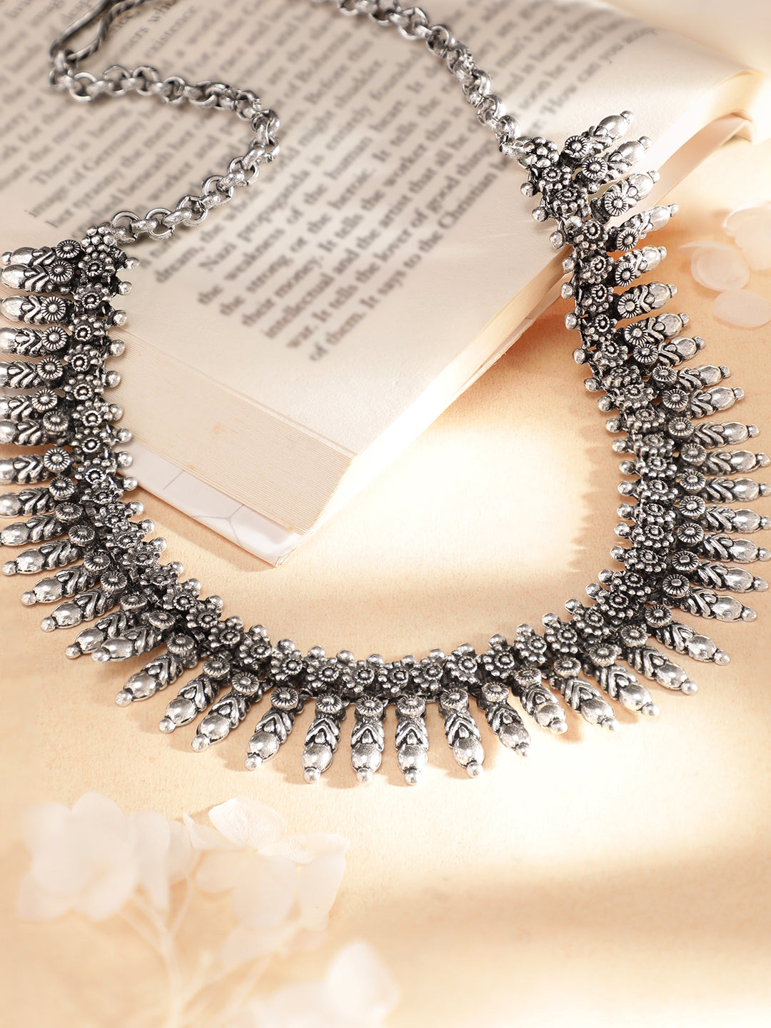 Rubans Oxidised Silver Metal Kerela Necklace Gold & Silver