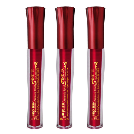 Aromatic 100% Natural Liquid Sindoor (Maroon) - Long lasting & Waterproof with Floral Pigment 5ml x 3