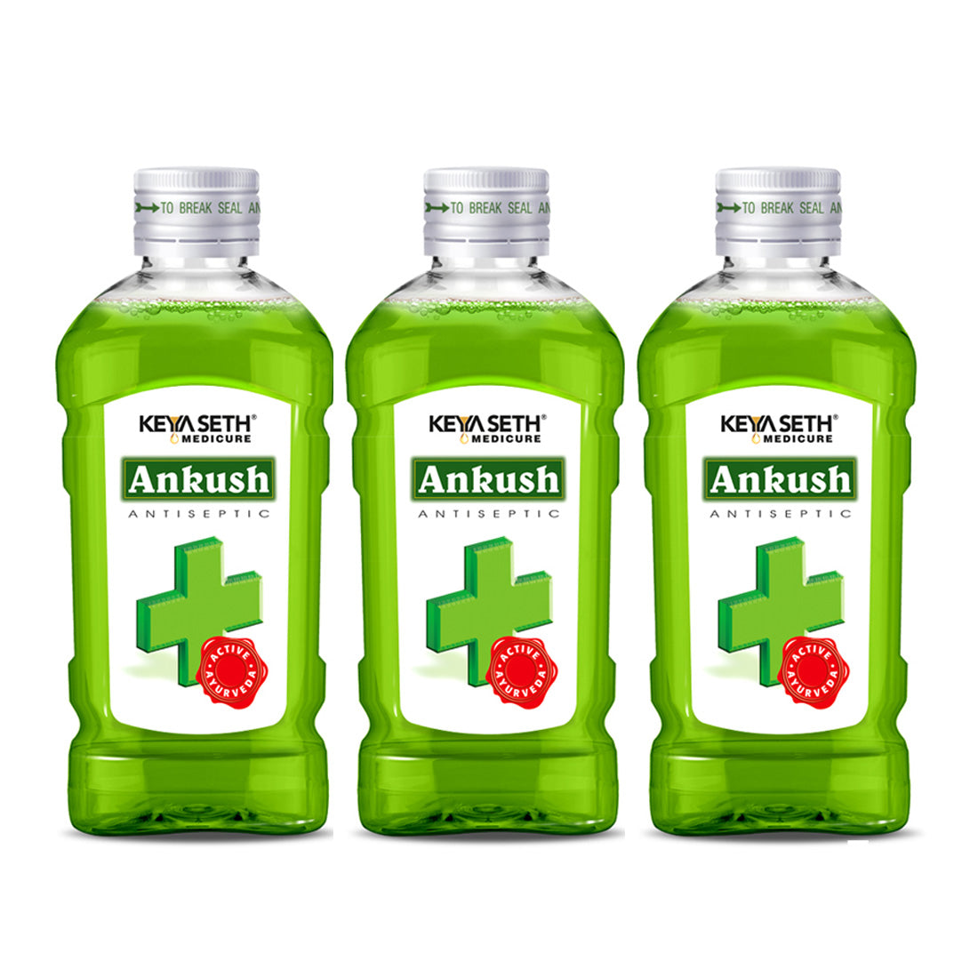 Ankush Ayurvedic Antiseptic Liquid, No Burning Sensation for First Aid & Personal Hygiene, Enriched with Neem, Tulsi, Lavender & Rose Essential Oil 500ml x 3
