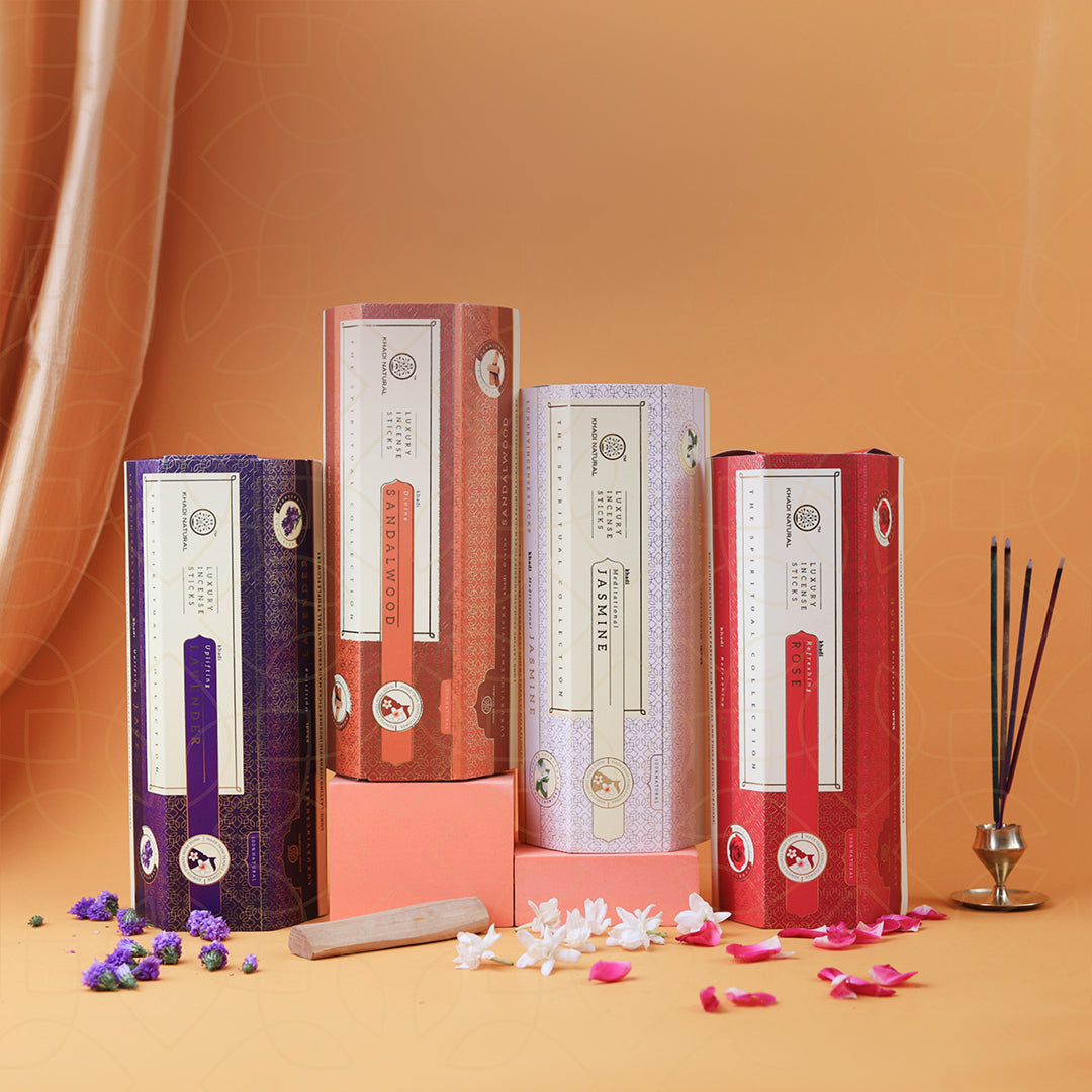 Incense Sticks Collection – Jasmine - Rose - Lavender & Sandalwood Combo Pack of 12