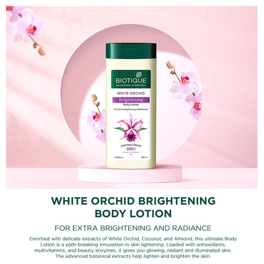 【Biotique】 WHITE ORCHID Brightening Body Lotion For Extra Brightening & Radiance｜ホワイトオーキッド ブライトニング ボディローション Extra ブライトニング Radiance｜300ML