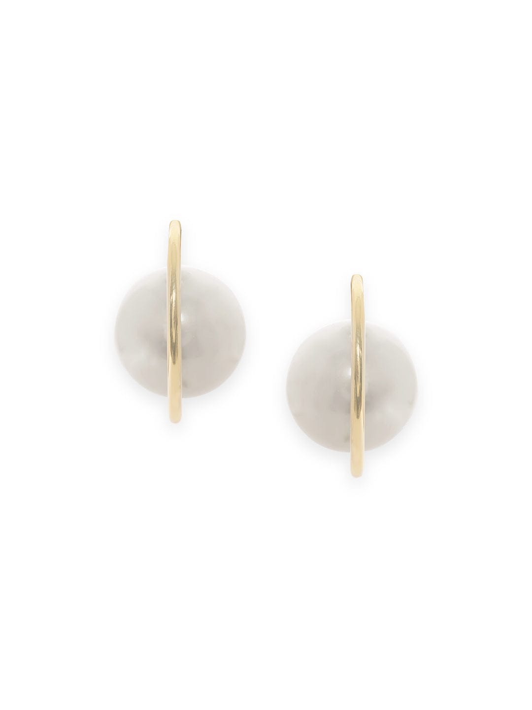 Minimal Chic White Pearl Hoops Gold