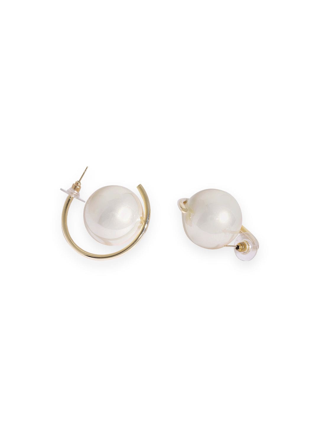 Minimal Chic White Pearl Hoops Gold