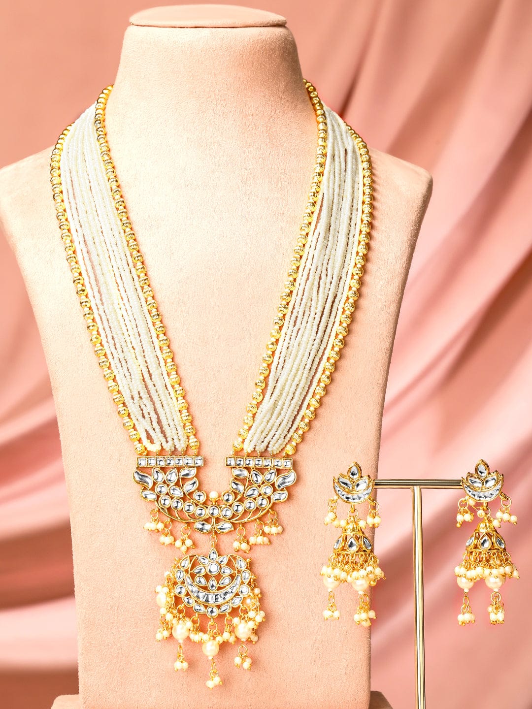 Pearls Fell in Love Kundan Necklace Set フリーサイズ