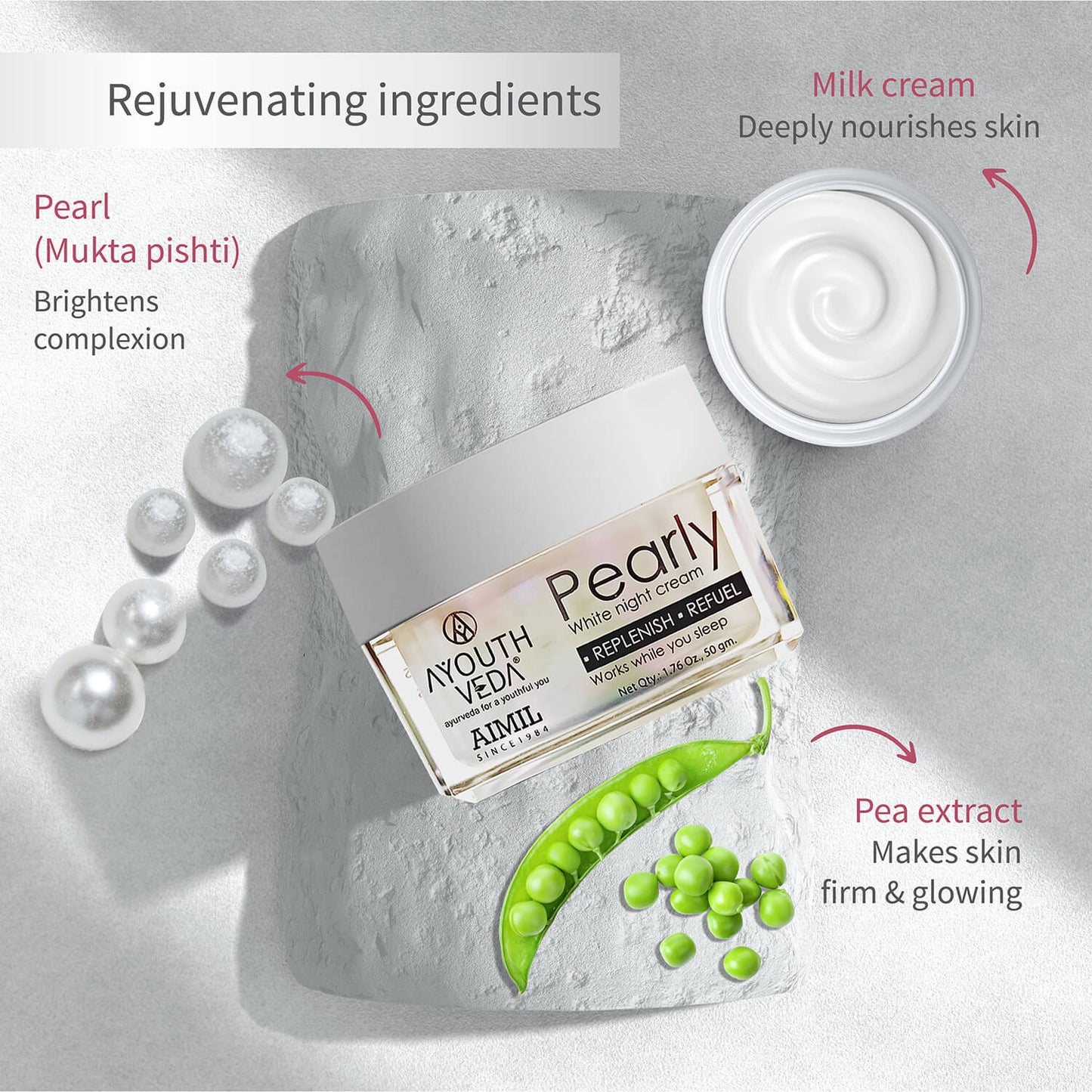 Pearly White Night Cream For Brightens Complexion - 50g 50g